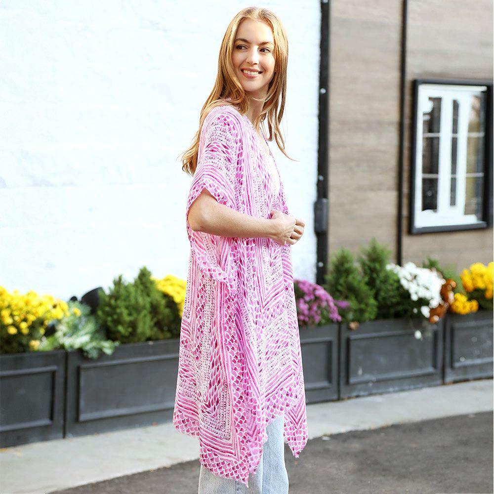 Pink Scale Mixed Cover Up Kimono Poncho - Jewelry Store by Erik Rayo