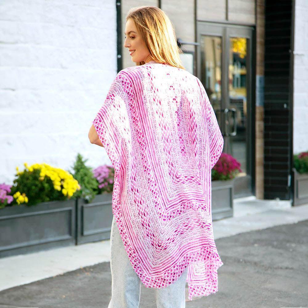 Pink Scale Mixed Cover Up Kimono Poncho - Jewelry Store by Erik Rayo