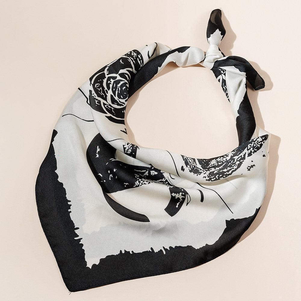 Black Flower Print Scarf - Jewelry Store by Erik Rayo