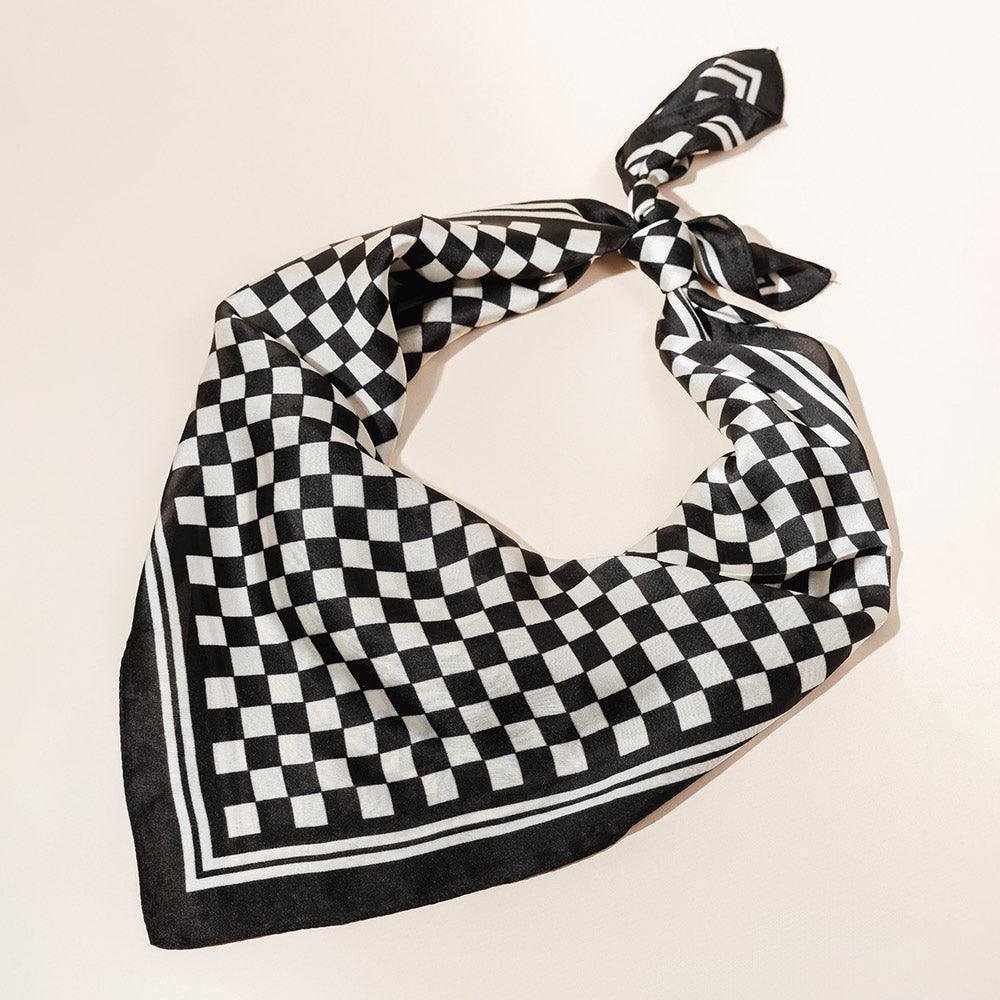 Black Checkered Pattern Scarf - Jewelry Store by Erik Rayo