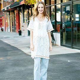 White Braided V Neck Lace Cover Up Dress - Jewelry Store by Erik Rayo