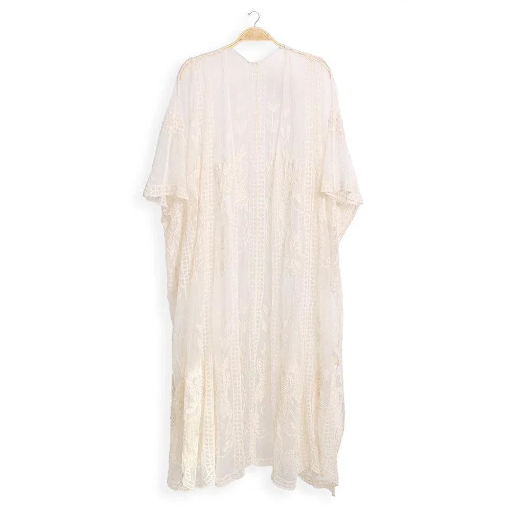 White Floral Lace Cover Up Kimono Poncho - Jewelry Store by Erik Rayo