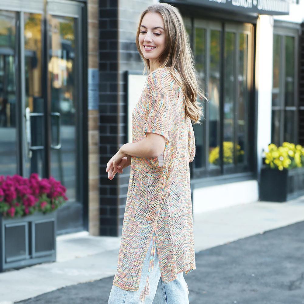 Orange Multicolored Tassel Slip Crochet Cover-Up Dress - Jewelry Store by Erik Rayo