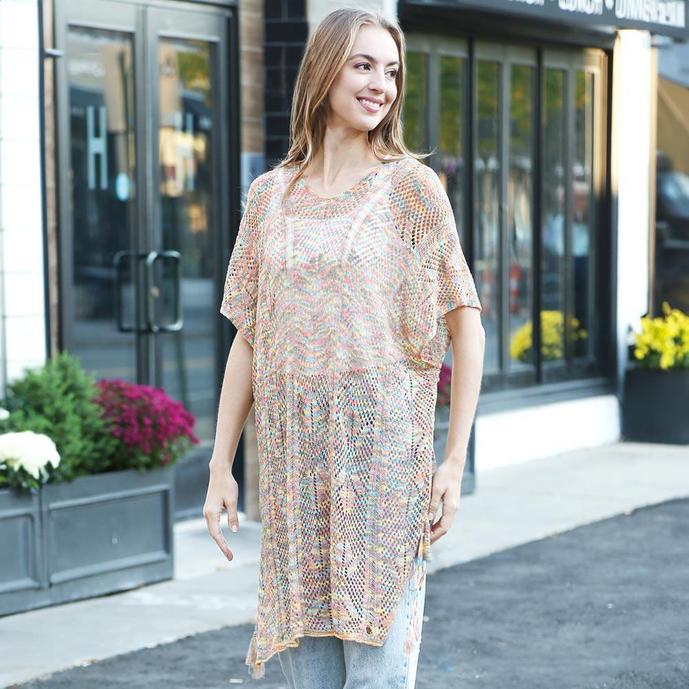 Orange Multicolored Tassel Slip Crochet Cover-Up Dress - Jewelry Store by Erik Rayo