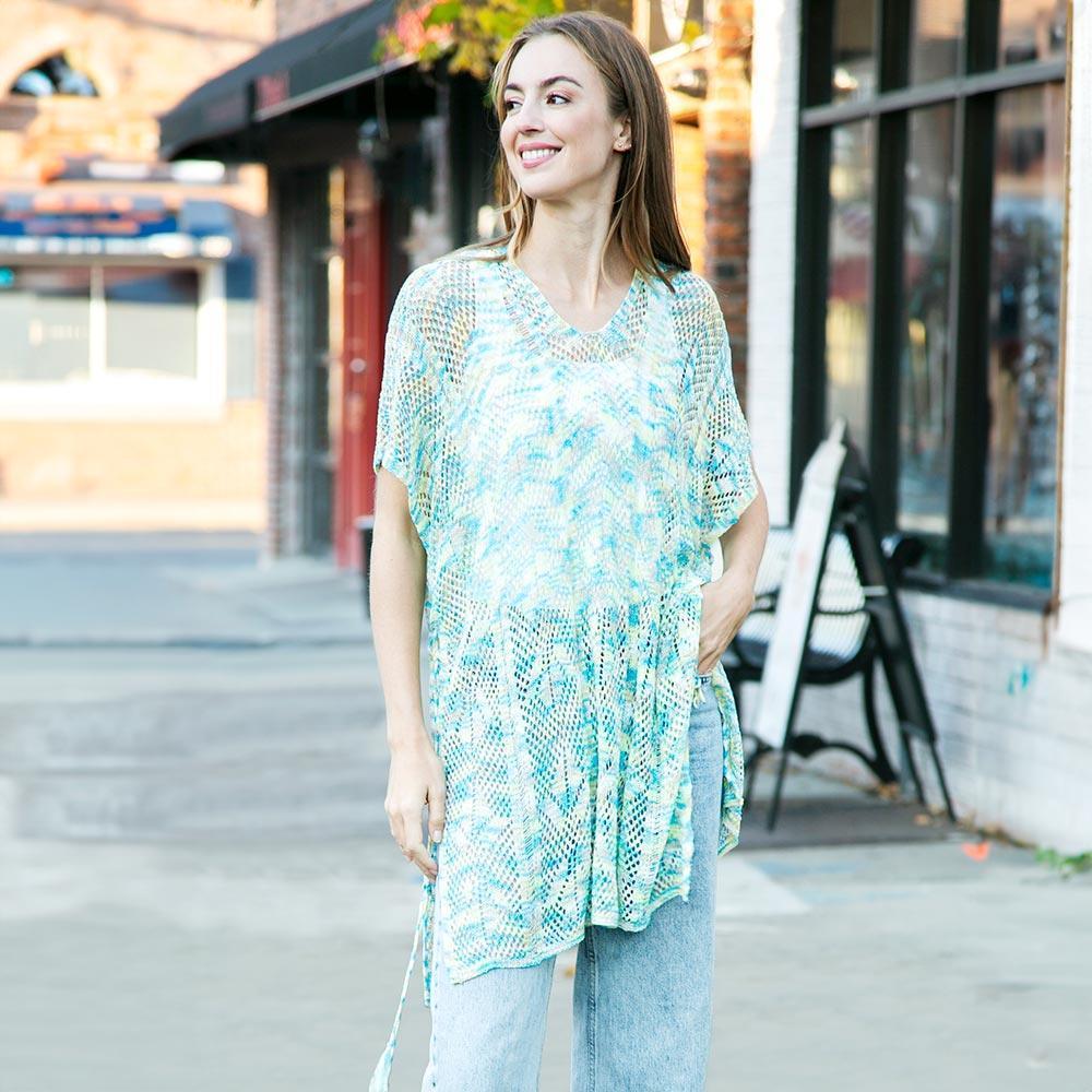 Teal Multicolored Tassel Slip Crochet Cover-Up Dress - Jewelry Store by Erik Rayo
