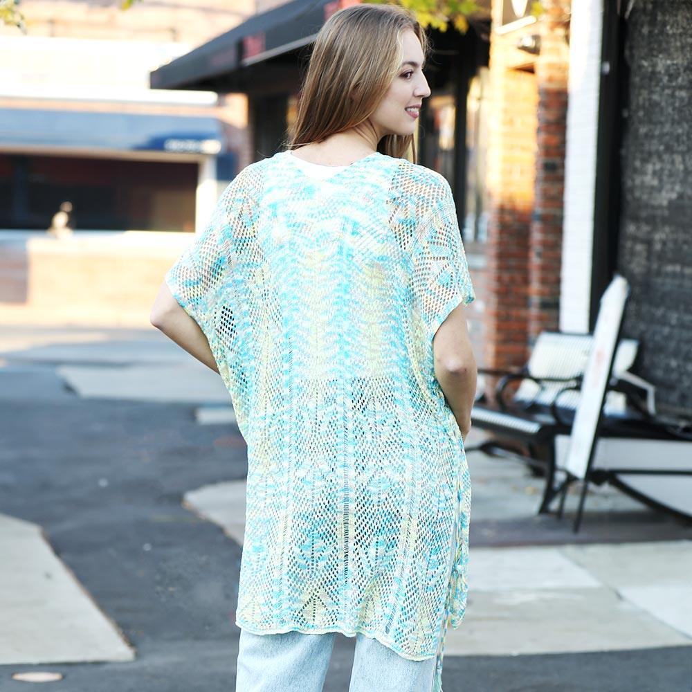 Teal Multicolored Tassel Slip Crochet Cover-Up Dress - Jewelry Store by Erik Rayo