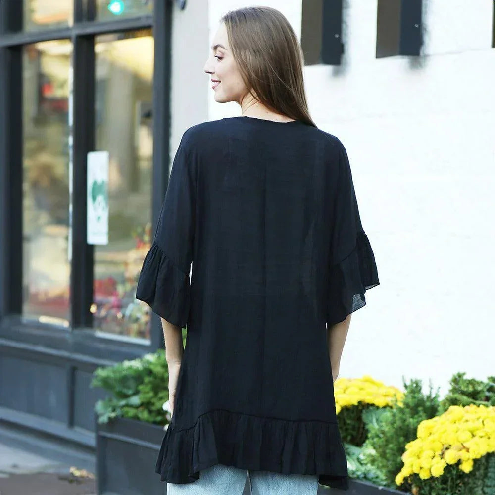 Black Solid Tie-knot Cover Up Dress - Jewelry Store by Erik Rayo