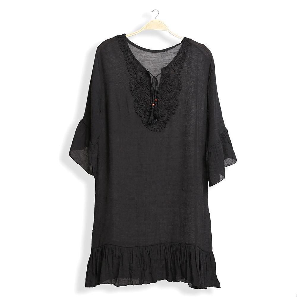 Black Solid Tie-knot Cover Up Dress - Jewelry Store by Erik Rayo