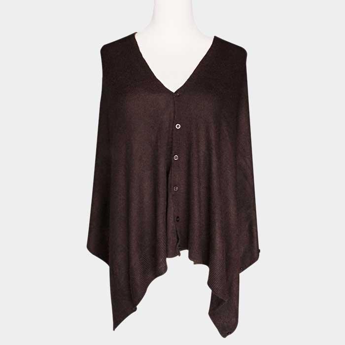 Brown Solid Button Poncho - Jewelry Store by Erik Rayo