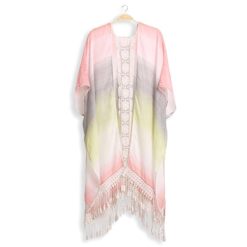 Tie-dye Cover Up Kimono Poncho With Tassels - Jewelry Store by Erik Rayo