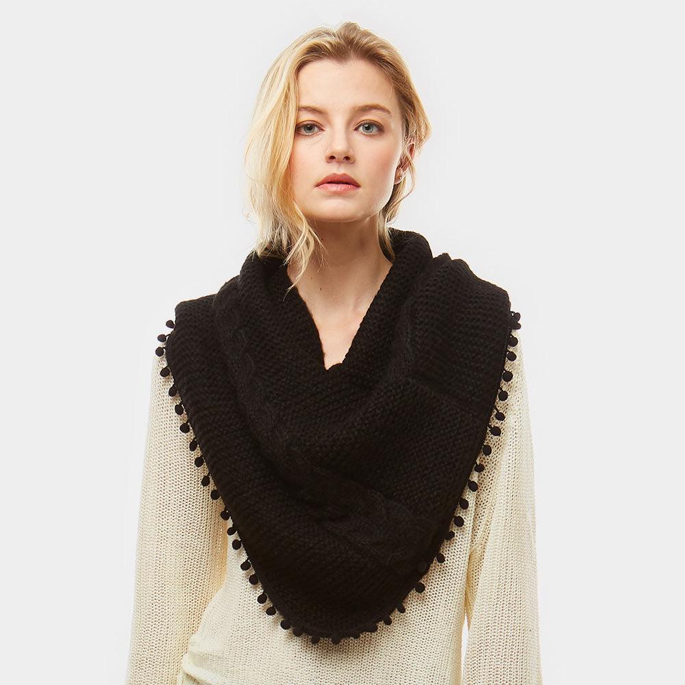 Black Pom Pom Tube Scarf - Jewelry Store by Erik Rayo