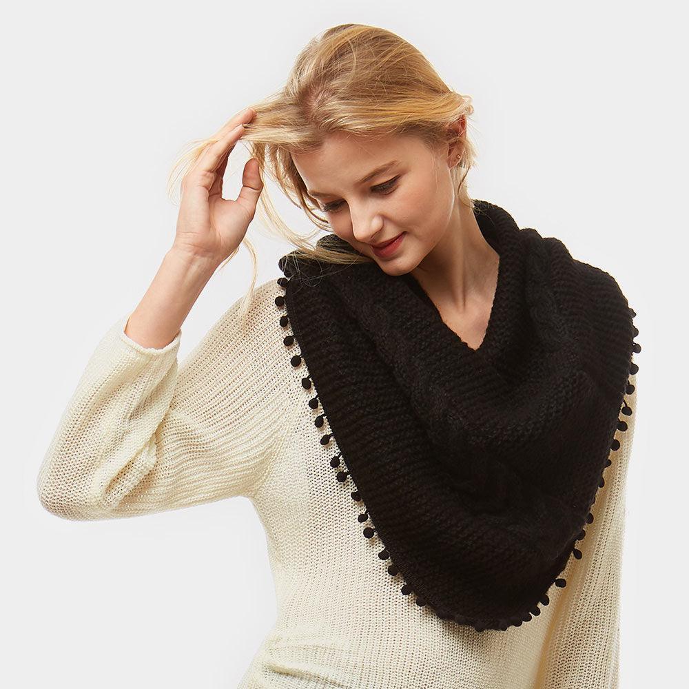Black Pom Pom Tube Scarf - Jewelry Store by Erik Rayo