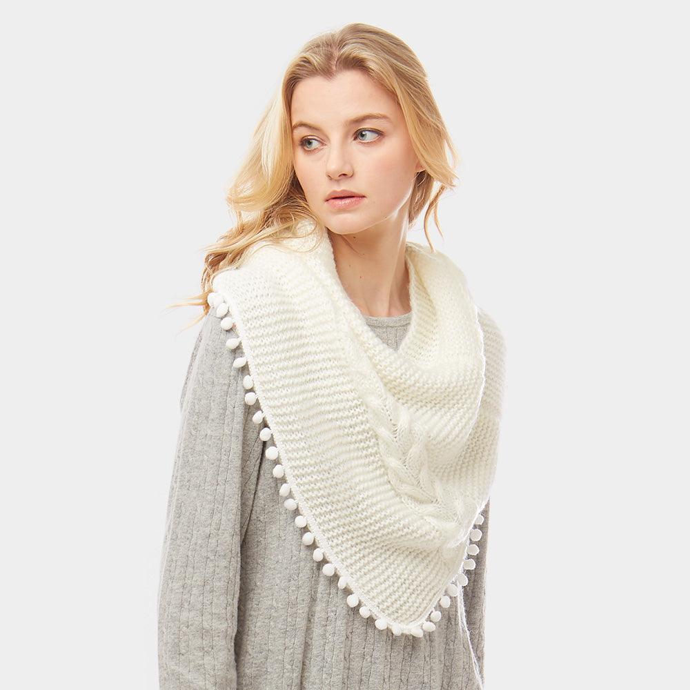 White Pom Pom Tube Scarf - Jewelry Store by Erik Rayo