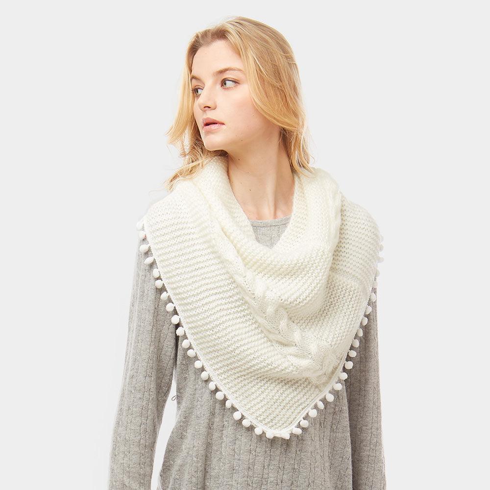 White Pom Pom Tube Scarf - Jewelry Store by Erik Rayo