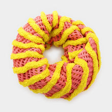 Load image into Gallery viewer, Yellow Striped Fishnet Infinity Scarf
