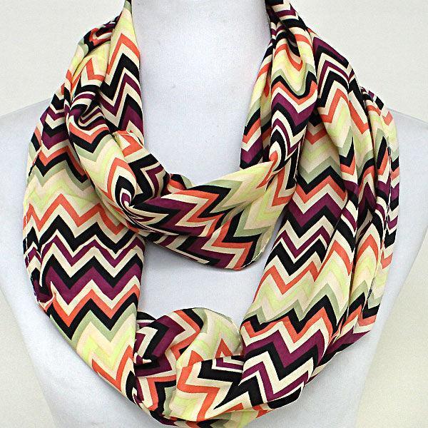 Yellow Funky Chevron Polyester Infinity Spring Scarf - Jewelry Store by Erik Rayo