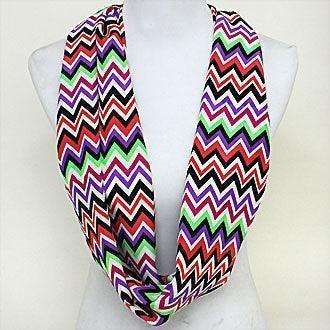 Red Funky Chevron Polyester Infinity Spring Scarf - Jewelry Store by Erik Rayo