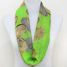 Load image into Gallery viewer, Green Flower Polyester Infinity Spring Scarf
