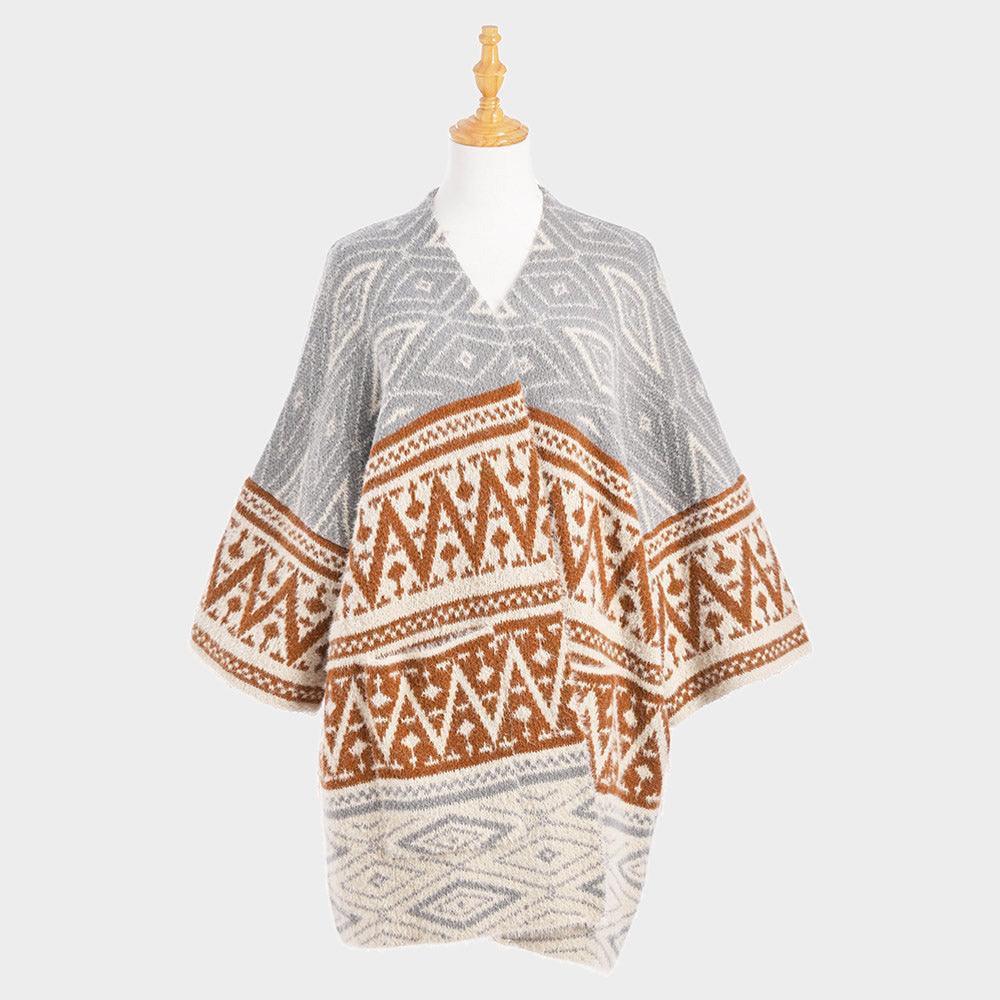 Brown Boho Patterned Poncho - Jewelry Store by Erik Rayo