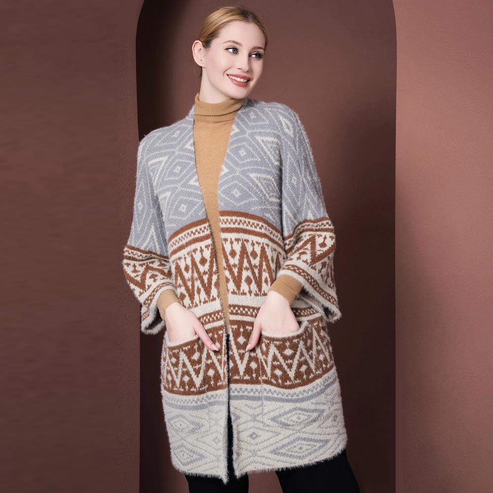 Brown Boho Patterned Poncho