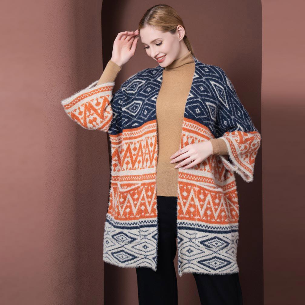 Orange Boho Patterned Poncho - Jewelry Store by Erik Rayo