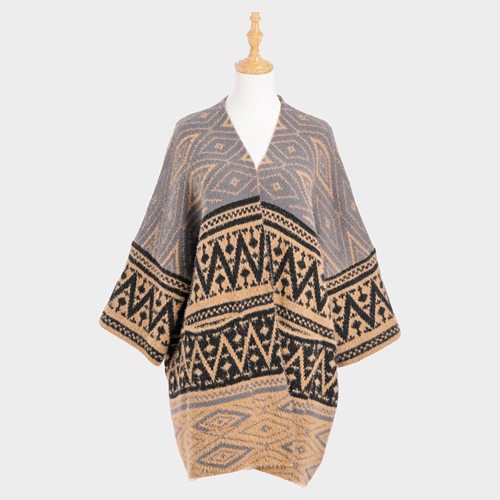 Tan Boho Patterned Poncho - Jewelry Store by Erik Rayo