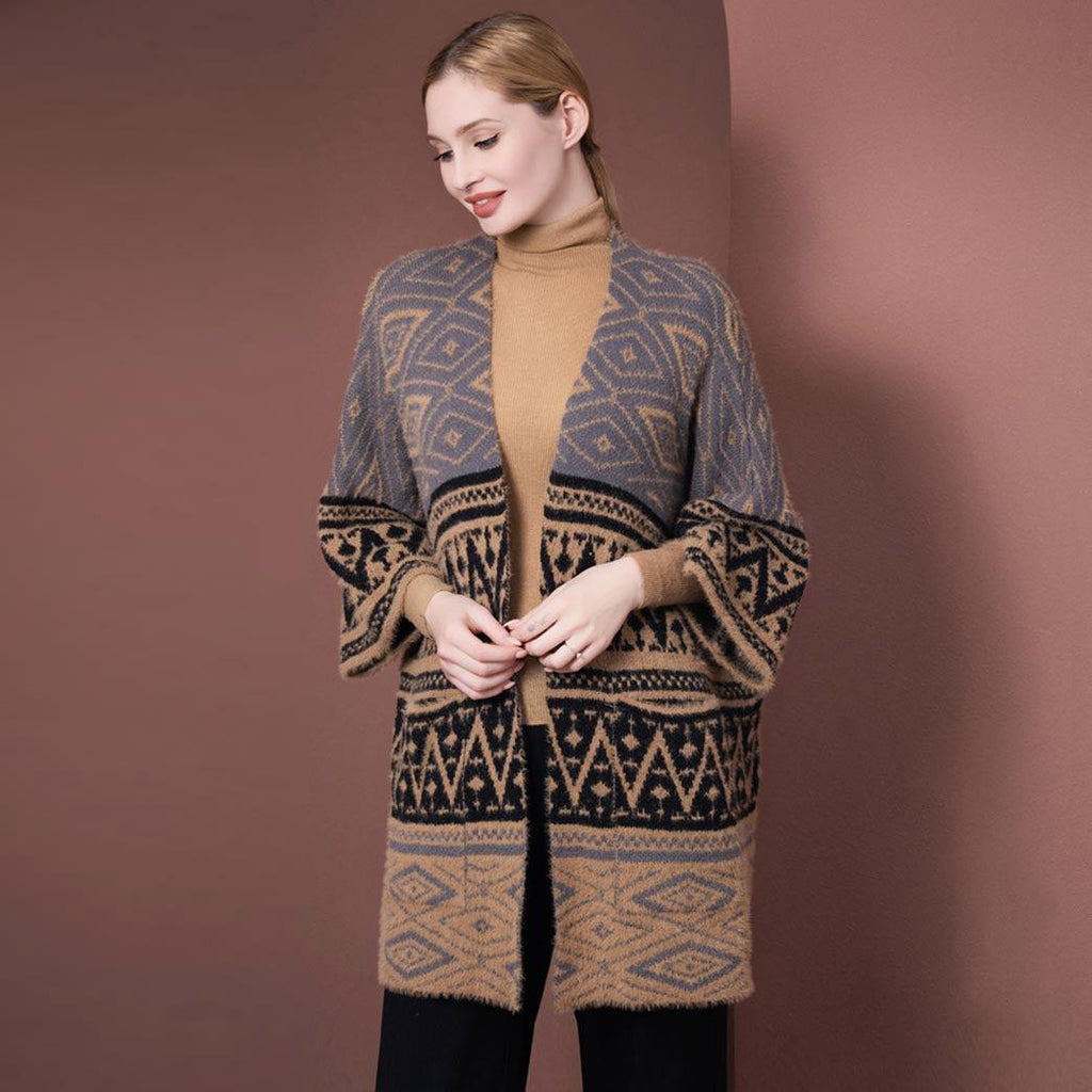 Tan Boho Patterned Poncho - Jewelry Store by Erik Rayo