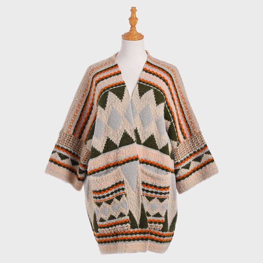 Green Boho Patterned Poncho - Jewelry Store by Erik Rayo