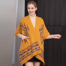 Load image into Gallery viewer, Mustard Boho Patterned Front Pockets Poncho
