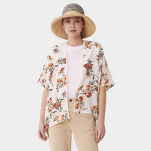 Load image into Gallery viewer, Ivory Floral Print Lace Trim Kimono Poncho
