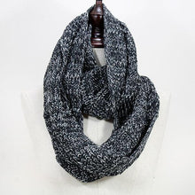 Load image into Gallery viewer, Black Acrylic Knitted Infinity Scarf
