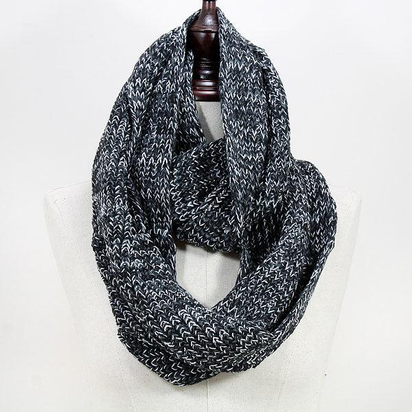 Black Acrylic Knitted Infinity Scarf