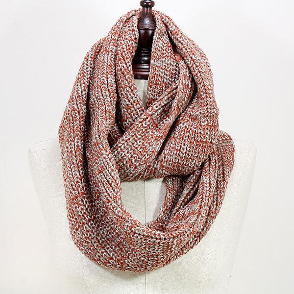 Brown Acrylic Knitted Infinity Scarf