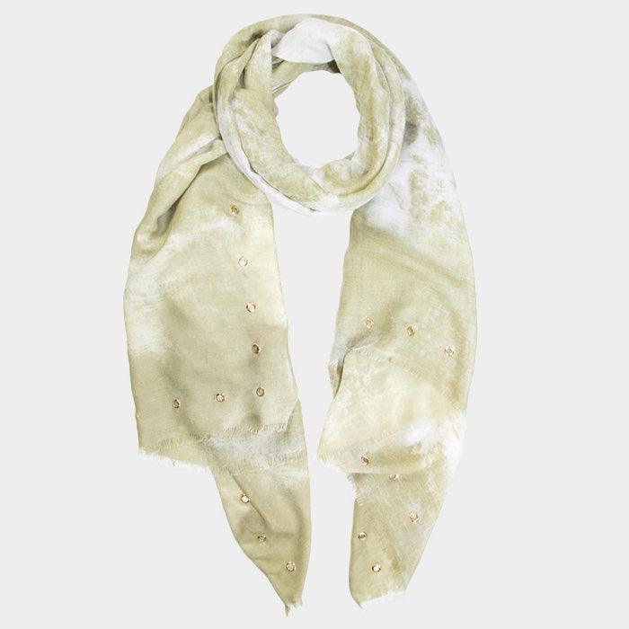 Olive Green Tie Dye Grommet Oblong Scarf - Jewelry Store by Erik Rayo