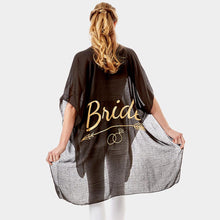 Load image into Gallery viewer, Black &#39;Bride&#39; Solid Lettering Cover Up Poncho
