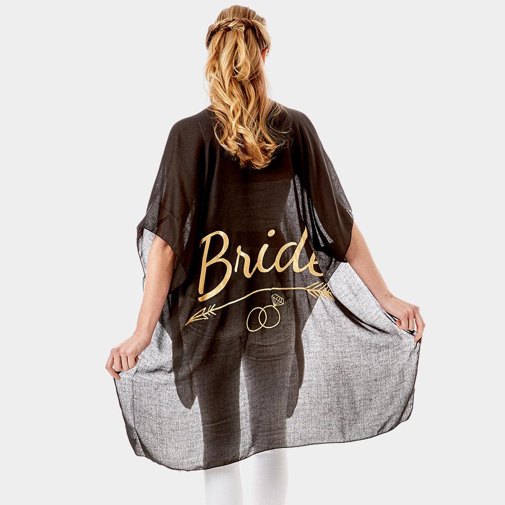 Black 'Bride' Solid Lettering Cover Up Poncho