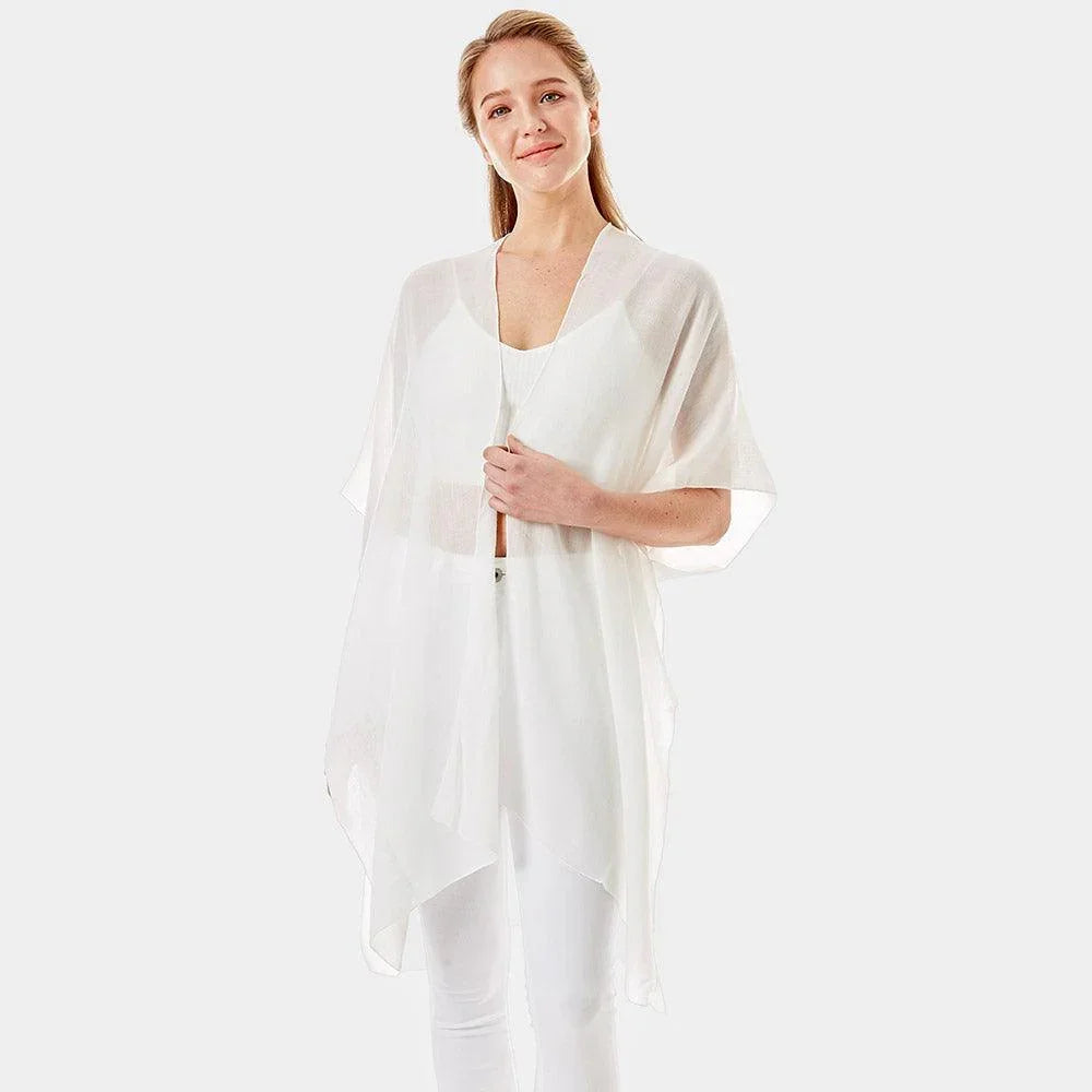 White 'Bride' Solid Lettering Cover Up Poncho - Jewelry Store by Erik Rayo