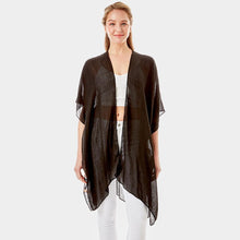 Load image into Gallery viewer, Black &#39;Bride Tribe&#39; Solid Lettering Cover Up Poncho
