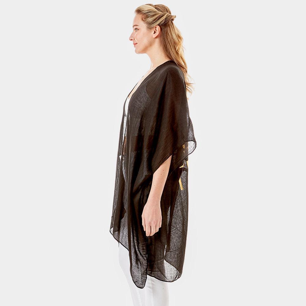 Black 'Bride Tribe' Solid Lettering Cover Up Poncho - Jewelry Store by Erik Rayo
