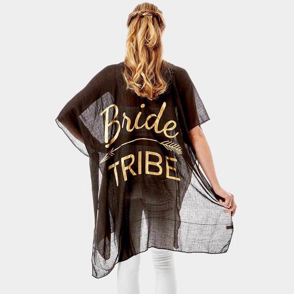 Black 'Bride Tribe' Solid Lettering Cover Up Poncho - Jewelry Store by Erik Rayo