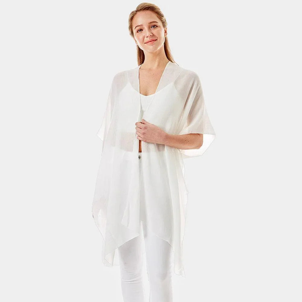White 'Bride Tribe' Solid Lettering Cover Up Poncho - Jewelry Store by Erik Rayo