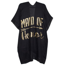 Load image into Gallery viewer, Black &#39;Maid of Honor&#39; Solid Lettering Cover Up Poncho
