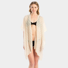 Load image into Gallery viewer, Beige &#39;Mermaid off Duty&#39; Solid Lettering Cover Up Poncho
