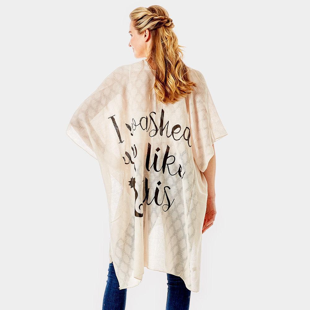 Beige 'I Washed Up Like This' Solid Lettering Cover Up Poncho - Jewelry Store by Erik Rayo