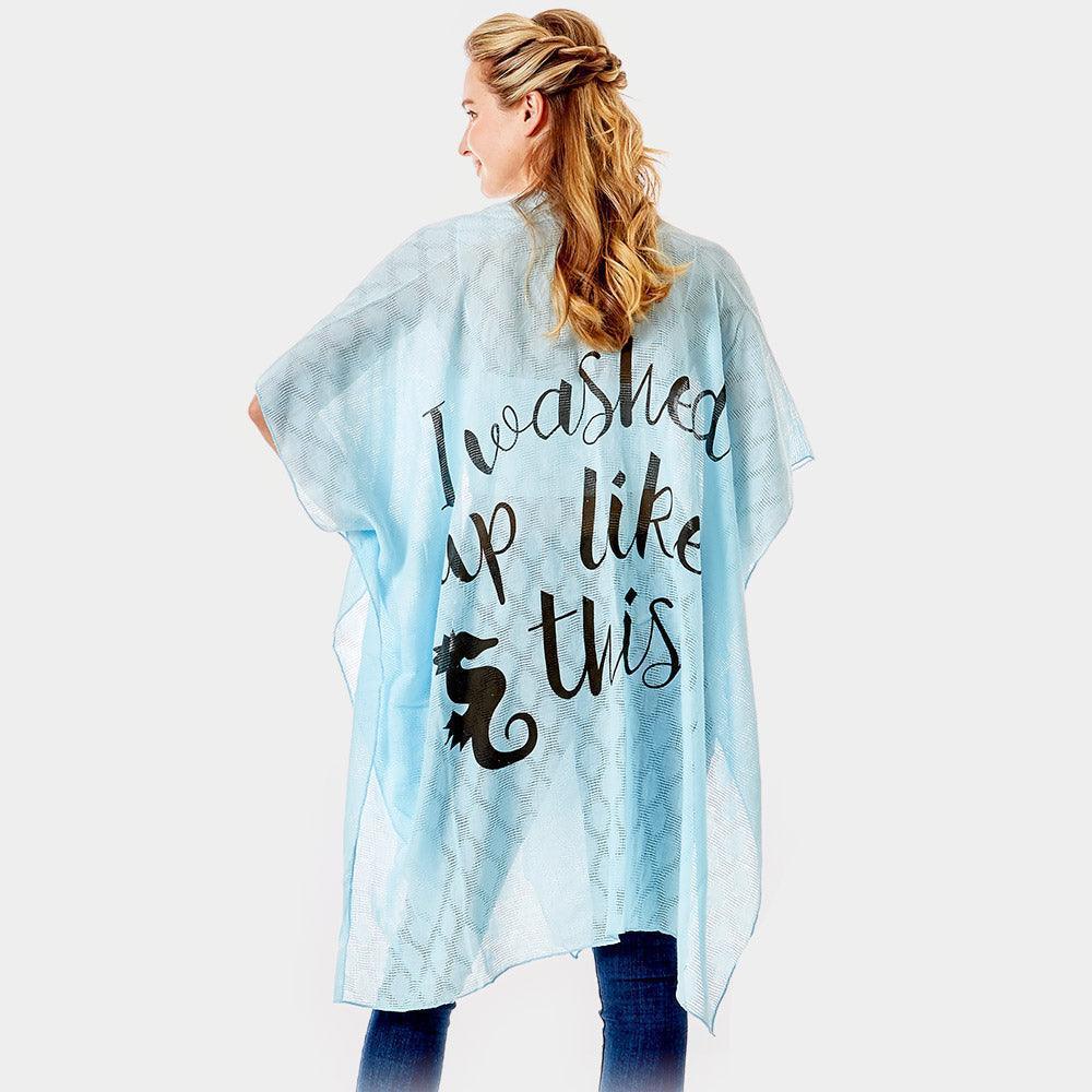 Blue 'I Washed Up Like This' Solid Lettering Cover Up Poncho - Jewelry Store by Erik Rayo