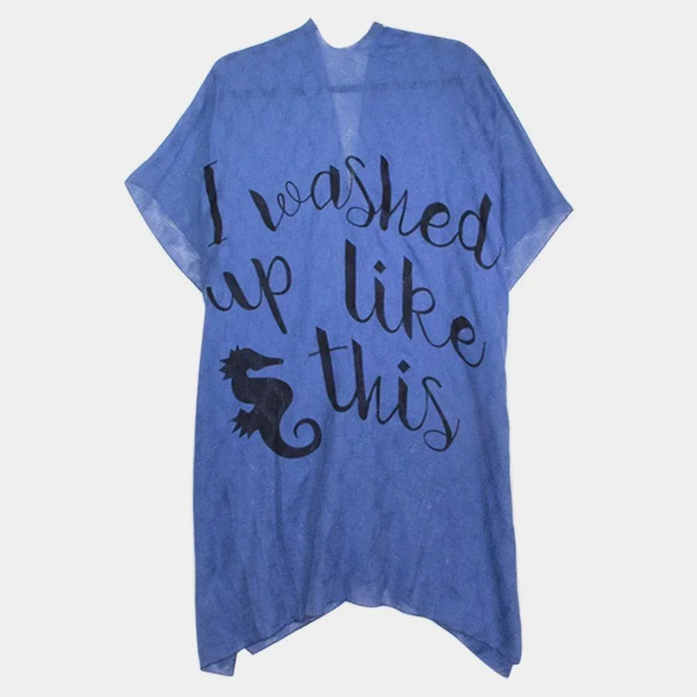 Navy 'I Washed Up Like This' Solid Lettering Cover Up Poncho - Jewelry Store by Erik Rayo