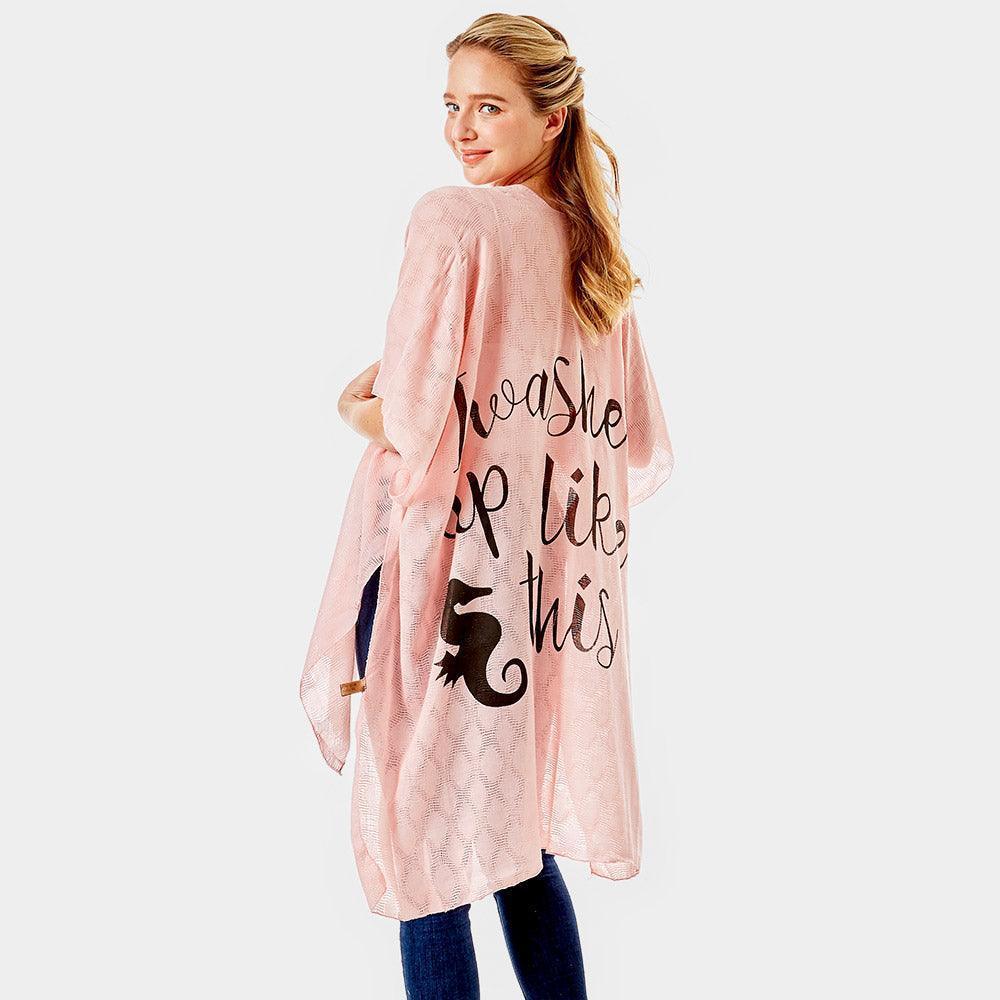 Pink 'I Washed Up Like This' Solid Lettering Cover Up Poncho - Jewelry Store by Erik Rayo