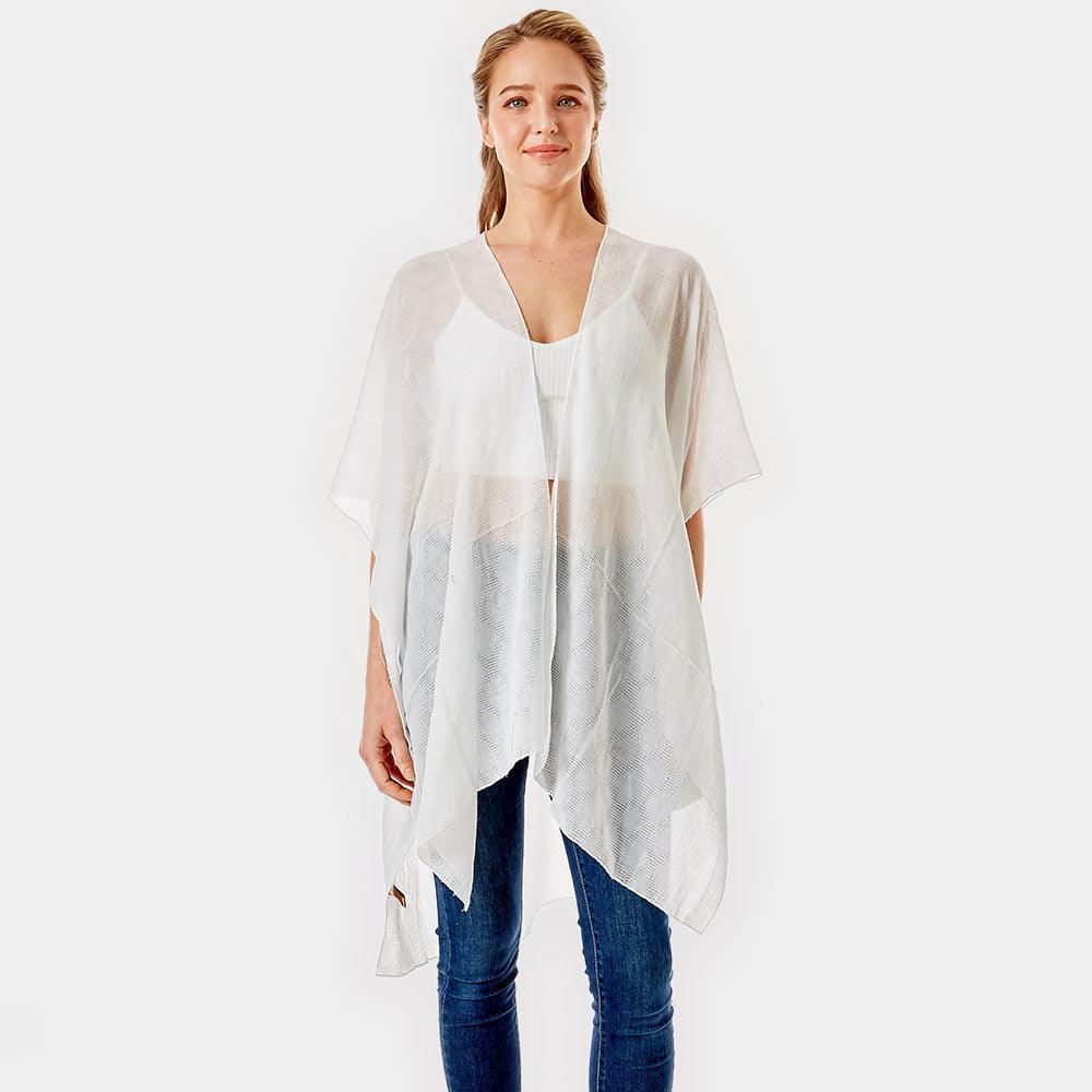 White 'I Washed Up Like This' Solid Lettering Cover Up Poncho - Jewelry Store by Erik Rayo