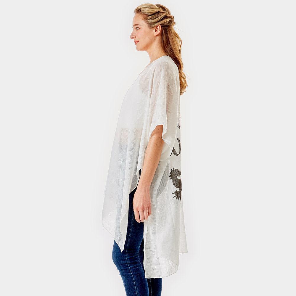White 'I Washed Up Like This' Solid Lettering Cover Up Poncho - Jewelry Store by Erik Rayo
