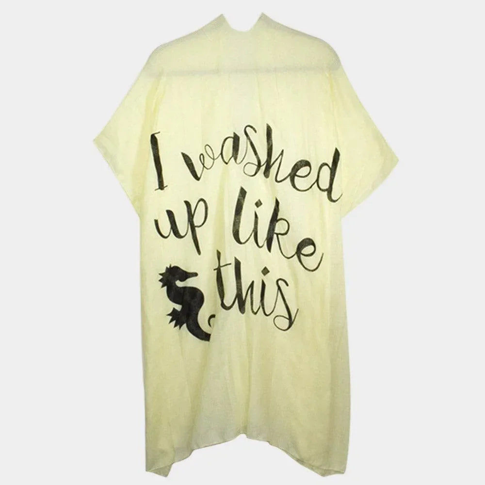Yellow 'I Washed Up Like This' Solid Lettering Cover Up Poncho - Jewelry Store by Erik Rayo